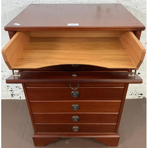 164 - An Edwardian style mahogany seven drawer music cabinet - approx. 71cm high x 48cm wide x 37cm deep