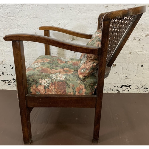 171 - A vintage oak Bergere armchair - approx. 69cm high x 53cm wide x 39cm deep