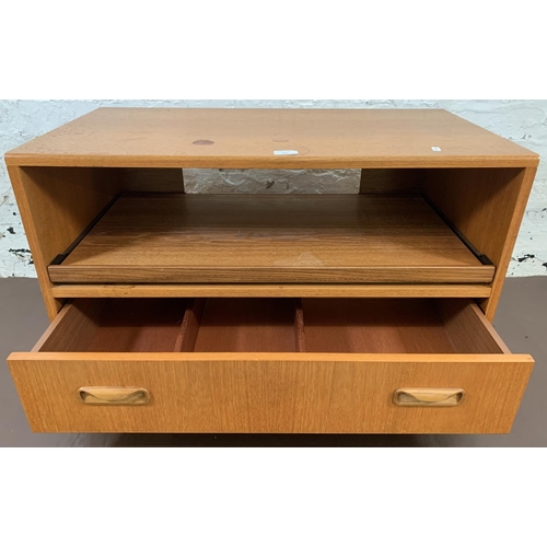 187 - A 1970s G Plan Fresco teak television stand with lower drawer and on castor supports - approx. 53cm ... 