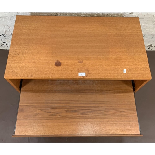 187 - A 1970s G Plan Fresco teak television stand with lower drawer and on castor supports - approx. 53cm ... 