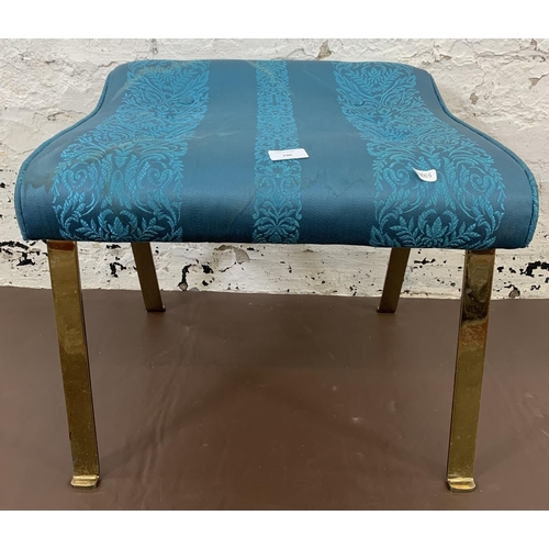 190 - A mid 20th century G Plan E Gomme brass and blue upholstered dressing stool - approx. 44cm high x 52... 