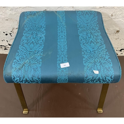 190 - A mid 20th century G Plan E Gomme brass and blue upholstered dressing stool - approx. 44cm high x 52... 