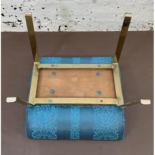 190 - A mid 20th century G Plan E Gomme brass and blue upholstered dressing stool - approx. 44cm high x 52... 