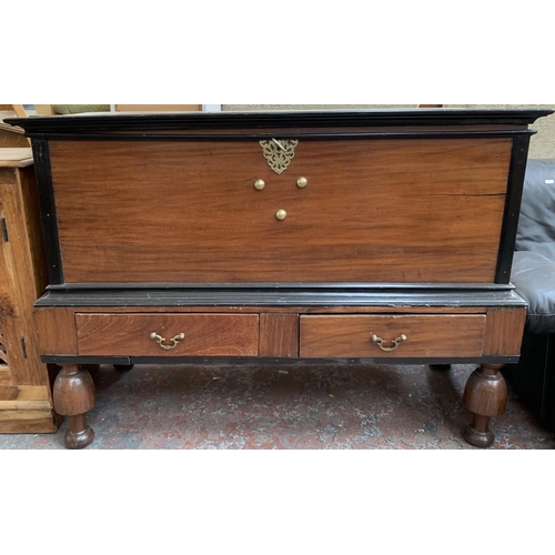 205 - An antique mahogany and ebonized Dutch box with two lower drawers - approx. 95cm high x 129cm wide x... 