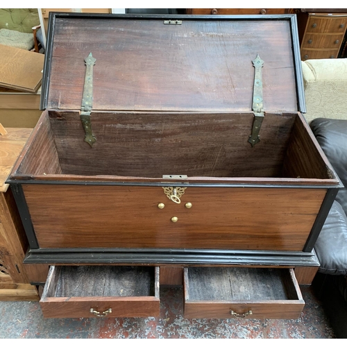 205 - An antique mahogany and ebonized Dutch box with two lower drawers - approx. 95cm high x 129cm wide x... 