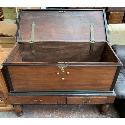 205 - An antique mahogany and ebonized Dutch box with two lower drawers - approx. 95cm high x 129cm wide x... 