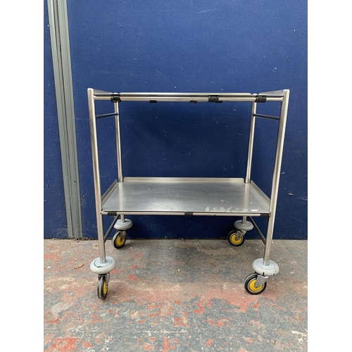 210 - An industrial aluminium two tier trolley - approx. 88cm high x 74cm wide x 45cm deep