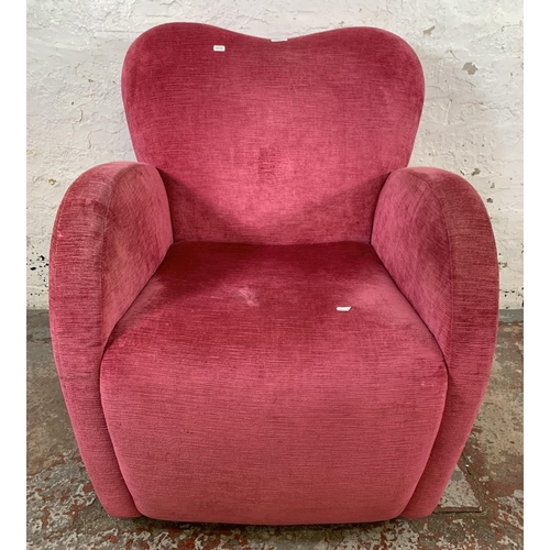 225 - A pink fabric upholstered armchair - approx. 86cm high x 68cm wide x 70cm deep