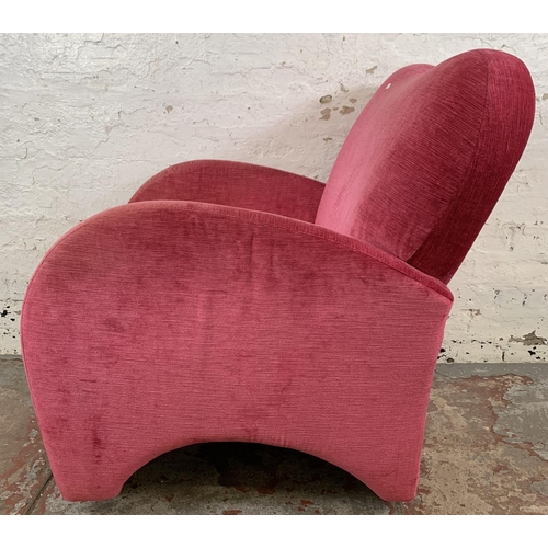 225 - A pink fabric upholstered armchair - approx. 86cm high x 68cm wide x 70cm deep