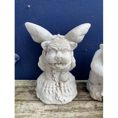 235 - Five resin garden gargoyle statues - largest approx. 33cm high