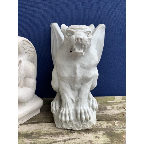 235 - Five resin garden gargoyle statues - largest approx. 33cm high