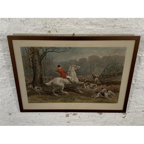 268 - Two 19th century framed W. H. Hopkins hunting scene prints, one titled 'A Check' and one titled 'A V... 