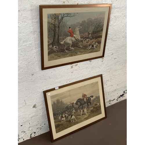 268 - Two 19th century framed W. H. Hopkins hunting scene prints, one titled 'A Check' and one titled 'A V... 