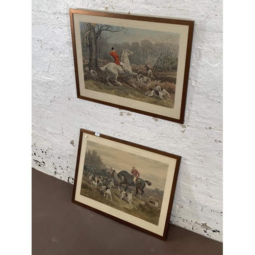 268 - Two 19th century framed W. H. Hopkins hunting scene prints, one titled 'A Check' and one titled 'A V... 