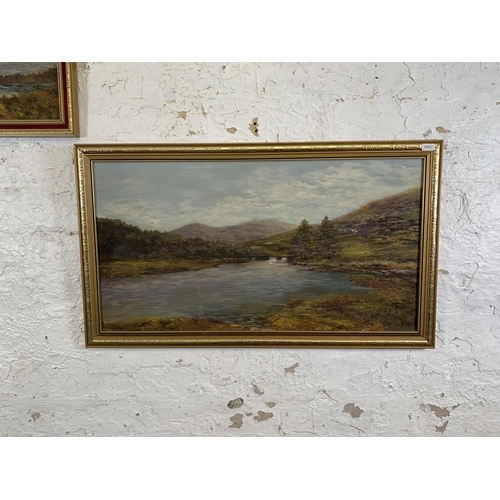 274 - Five oil paintings, three mid 20th century oil on board landscapes and two William Edward Webb (1862... 