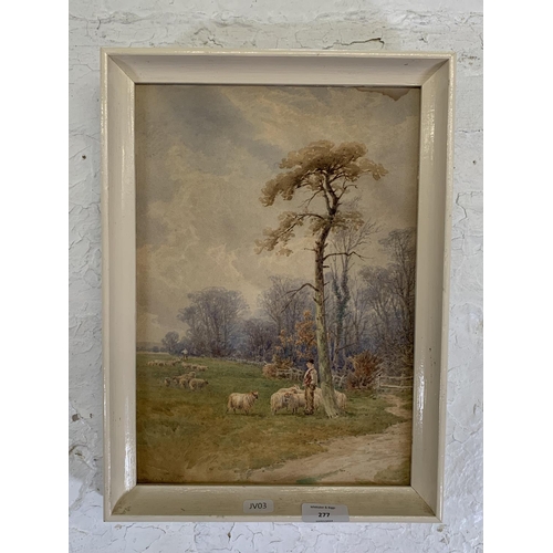 277 - A mid 20th century watercolour painting of a farming scene signed lower left - approx. 37cm high x 2... 