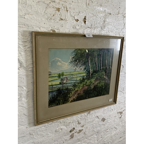 278 - A vintage watercolour painting of an Oriental landscape scene signed A. B. Haggan - approx. 40cm hig... 