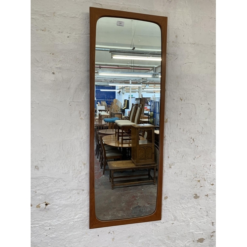 253 - A mid 20th century Danish teak wall mirror - approx. 114cm high x 42cm wide