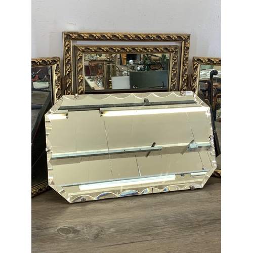 257 - Two mid 20th century mirrors, one gilt framed three section dressing table swing mirror and one rect... 