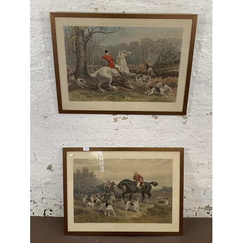 268 - Two 19th century framed W. H. Hopkins hunting scene prints, one titled 'A Check' and one titled 'A V... 