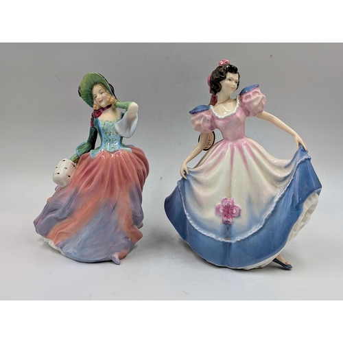 406 - Four Royal Doulton figurines, Autumn Breezes HN1911, Loretta HN2337, Angela HN3419 and Peace HN2470