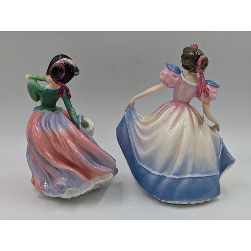 406 - Four Royal Doulton figurines, Autumn Breezes HN1911, Loretta HN2337, Angela HN3419 and Peace HN2470