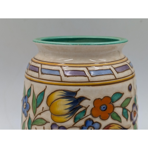 415A - A Charlotte Rhead Bursley Ware hand painted ceramic vase - approx. 18cm high