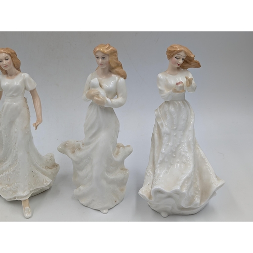 416 - Six Royal Doulton figurines, With Love HN3393, Thinking of You HN3124, Forget-Me-Not HN3388, Loving ... 