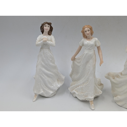 416 - Six Royal Doulton figurines, With Love HN3393, Thinking of You HN3124, Forget-Me-Not HN3388, Loving ... 