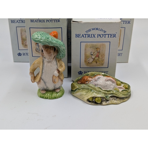 422 - Five Beatrix Potter ceramic figurines, Beswick Benjamin Bunny, Royal Albert Benjamin Bunny, Royal Al... 