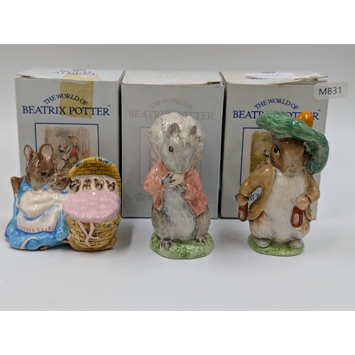 422 - Five Beatrix Potter ceramic figurines, Beswick Benjamin Bunny, Royal Albert Benjamin Bunny, Royal Al... 