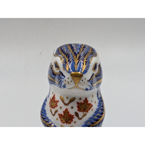 449 - A Royal Crown Derby Chipmunk paperweight with silver stopper - approx. 10cm high