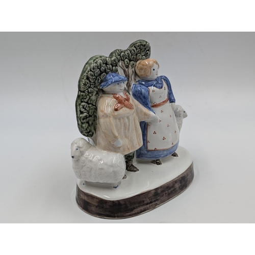 456 - A vintage Rye Pottery Shephard Neame And His Wife of Sussex flatback figurine - approx. 15cm high x ... 