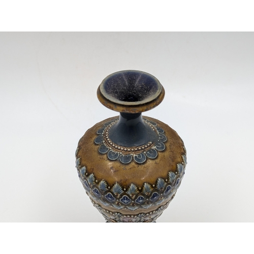 468 - An antique Doulton Lambeth tapered vase - approx. 18.5cm high