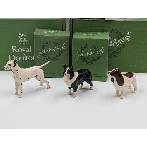 477 - Seven Beswick animal figurines to include bulldog, Dachshund, Dalmatian, Sheepdog, Siamese Cats etc.