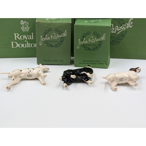 477 - Seven Beswick animal figurines to include bulldog, Dachshund, Dalmatian, Sheepdog, Siamese Cats etc.