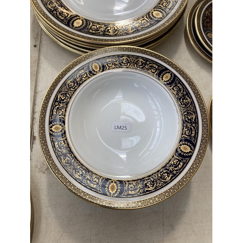 497 - A thirty piece Royal Doulton Dorchester part tea and dinner service comprising six trios, six 20cm b... 