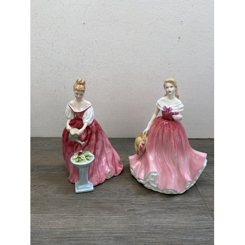 501 - Seven Royal Doulton bone china figurines, Rosie HN4094, Ascot HN2356, Sit HN3123, Alexandra HN3292, ... 