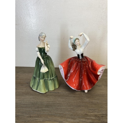 506 - Ten pieces of ceramics comprising Royal Doulton Gillian bone china figurine HN3042, Royal Doulton Ka... 