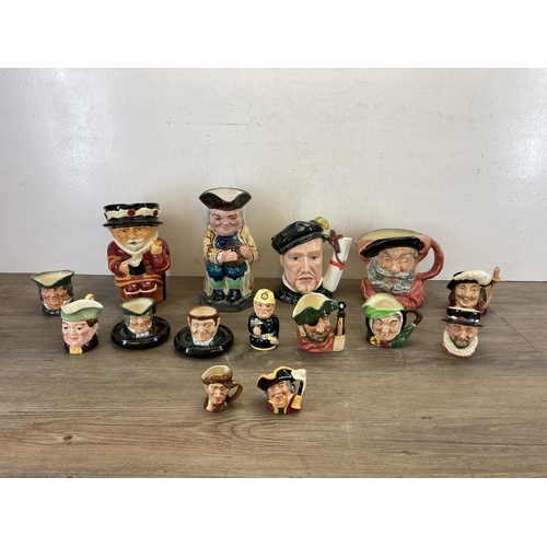 508 - A collection of ceramic character and toby jugs to include Royal Doulton Falstaff, Royal Doulton lim... 