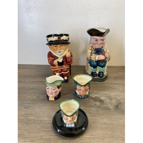 508 - A collection of ceramic character and toby jugs to include Royal Doulton Falstaff, Royal Doulton lim... 