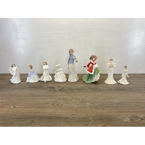 511 - Eight ceramic Lady figurines to include Royal Doulton Amanda HN2996, Coalport Crystal, Royal Doulton... 