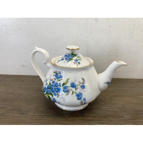 520 - Six pieces of Royal Albert Forget-Me-Not bone china comprising teapot, two teacups, milk jug, sugar ... 