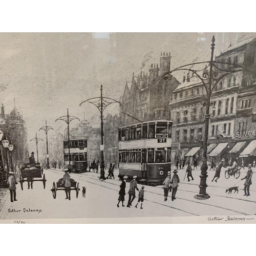 297 - A 20th century framed Arthur Delaney pencil signed limited edition print 23/80 of a Manchester stree... 