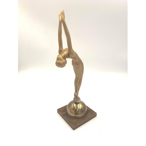 2139 - An Art Deco style cast metal and gilt painted ballerina figurine - approx. 23cm high