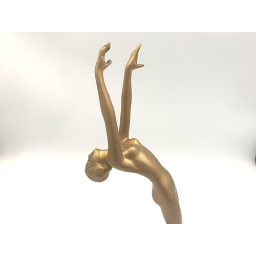 2139 - An Art Deco style cast metal and gilt painted ballerina figurine - approx. 23cm high