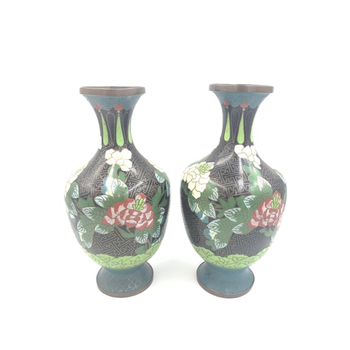 2140 - A pair of vintage Japanese cloisonné vases - approx. 23cm high