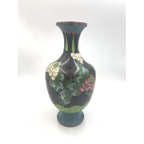 2140 - A pair of vintage Japanese cloisonné vases - approx. 23cm high