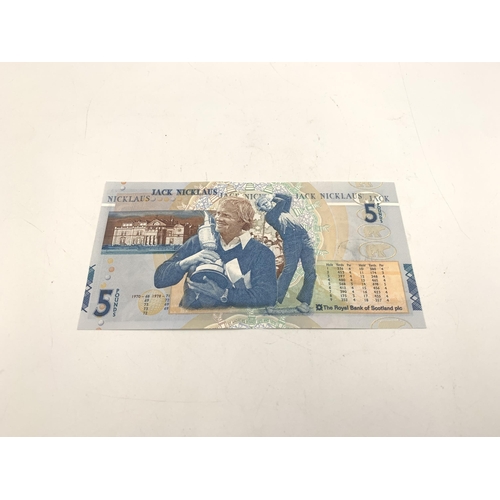 2143 - A 2005 Royal Bank of Scotland £5 note celebrating the career of golfer Jack Nicklaus  - This note wa... 