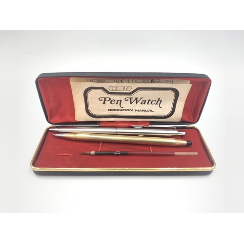 2144A - Seven writing instruments to include Parker Duofold fountain pen with 14ct gold nib, boxed Cross bal... 